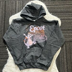 Epcot Hoodie with Figment Graphic Charcoal Gray Pull Over Hoodie Kids Size Large